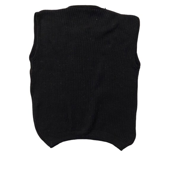 Retro Vintage 1940s-1960s Black Crewneck Sleeveless Knit Sweater Vest Top - Picture 5 of 7